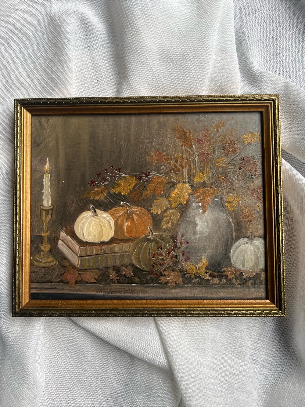 “Where October Waits” oil painting framed